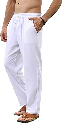Cotton and linen yoga pants for men, summer beach pants with tightening cord.. Experience the future of online shopping with DIAYTAR NIGERIA's extensive product range and competitive pricing.