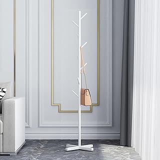 Self-supporting metal coat with 8 hooks, modern and luxury Nordic hangers, adapted coat rack to hang clothes, bags, hats and accessories (white).. DIAYTAR NIGERIA makes quality accessible with our diverse product range and dependable delivery service.