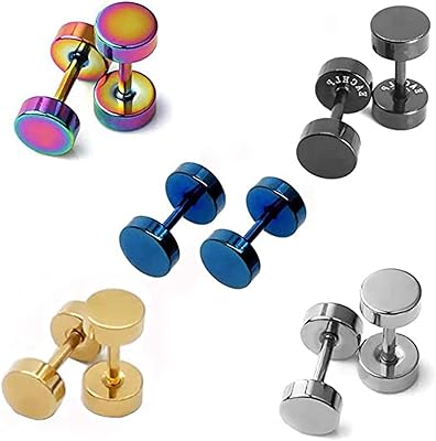 KRSTURT DOT earrings, earrings in polished titanium steel, earrings with flat back screws, set for women and men, pack of 5 pairs.. DIAYTAR NIGERIA brings the marketplace to your home with budget-friendly prices and nationwide delivery.