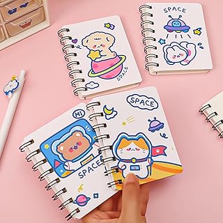 Sweet Seven - Set of mini pocket notebooks with cute cartoon animal motif - 4 package, 3x4 portable spiral notebook with virgin and lined paper, including a mini interior newspaper A7 A7.. One platform, endless products — welcome to DIAYTAR Nigeria.