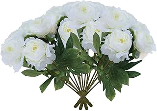 Yatai 4 bouquets of artificial peonies in silk, wholesale, false floral wedding flowers, branches of artificial flower leaves for bridal bouquets, craft project decorations (white).. DIAYTAR NIGERIA provides endless shopping possibilities with affordable prices and prompt delivery service.