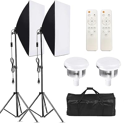 Lighting kit Badum Softbox, continuous lighting box kit with variable intensity with 3 150 W bulbs, professional photography studio equipment for video recording, podcasting and interviews.. From phone accessories to home decor — DIAYTAR Nigeria ships it fast.