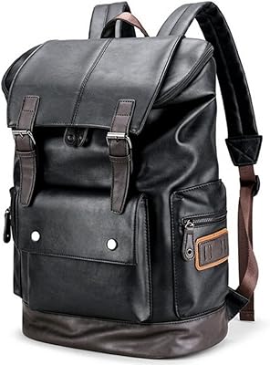 Chao Raled Vintage Leather Backpack for Laptop For Men, Black Leather Backpack for Men.. DIAYTAR NIGERIA: Where quality products become affordable with our nationwide shipping service.