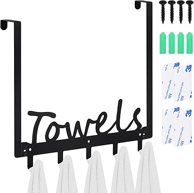 Tanstic Tanstic Towel Cart Cart Black Towel with 5 hanging hooks above the door for room.. Transform your online shopping experience with DIAYTAR NIGERIA's affordable and diverse marketplace.
