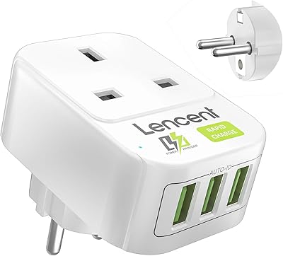 UK to EU EURO EUROPE UK adapter with 3 USB ports, European travel adapter put to the Lncenet land with 3 USB ports for Spain Germany France Portugal Greece Russia Netherlands Turkey and more (type E/F).. DIAYTAR NIGERIA brings satisfaction with every purchase through affordable prices and prompt shipping.