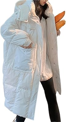 Imprecate long oversized down jacket for women, coats with hood, loose parka, large buttoned pocket (color: white, size: s).. Your ideal shopping companion, DIAYTAR NIGERIA offers unmatched variety with delivery within a week.