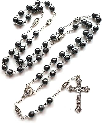 Asukohu black collar hematite catholic necklaces Catholic Crucifix cross pendentive church souvenir prayer long chain men Christians.. DIAYTAR NIGERIA promises affordability and variety with every purchase, delivered in 5-8 days.