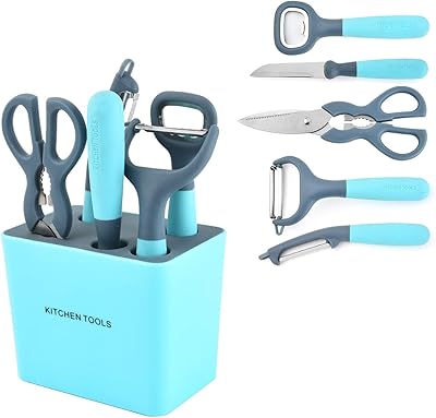 Set of peeling and cutting tools 6 rooms, rotating kitchen tools for vegetables with multifunction tool holders, includes a peeler,-fruits, bottle cutter, scissors and storage base.. Unlock a world of affordable products with DIAYTAR NIGERIA's expansive e-commerce platform.