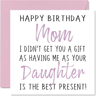 Fun birthday cards for daughter mother - Happy birthday gift for mother without gift - girl birthday card, baby girl and mother, birthday gifts for mother, Women's greeting cards 145 mm x 145 mm.. DIAYTAR NIGERIA brings the market to your screen with thousands of affordable products delivered to your door.