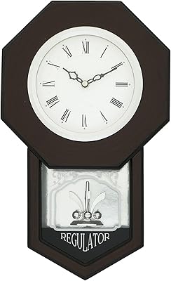 Wall clock with round octagonal pendulum with white dial for the decoration of the house and the office (brown).. Browse, shop, and receive — DIAYTAR Nigeria keeps it simple.