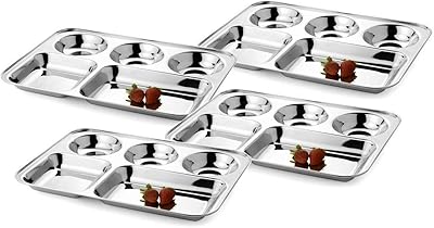 Set of Rectangular Thali Stainless Steel Plates India Big Shop composed of 5.. Shop with confidence at Nigeria's leading affordable e-commerce platform with reliable delivery services.