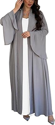 ABAYA Open for women hakia women Islamic set of elegant gray with sleeves.. Get access to thousands of affordable products only on DIAYTAR Nigeria.