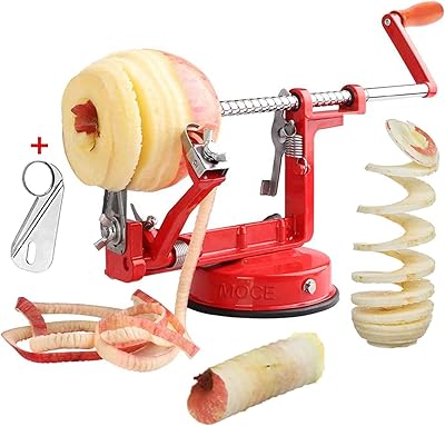 Apple peeler, Kastwave 3 in 1 slicer in stainless steel with a spiral suction cup base, multicolored stainless steel peeler, twisted or handed apple peel.. Your digital shopping companion, DIAYTAR NIGERIA offers unmatched value with nationwide shipping.