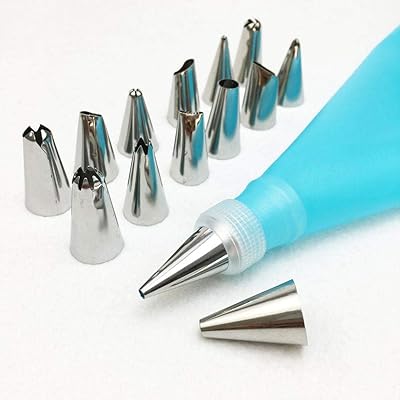 16 pieces/set of silicone pastry pocket sockets, DIY, ice cream, reusable pastry pockets with 16 nozzles, cake decoration tools.. Need something fast? Order it now from DIAYTAR Nigeria.