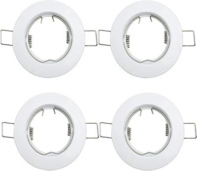 Set of 4 round white LED glasses with mounting frame, GU10 halogen bulb, 50 mm bulb, MR16 ceiling bulb (4 pieces).. DIAYTAR NIGERIA brings the market to your fingertips with affordable prices and swift delivery services.
