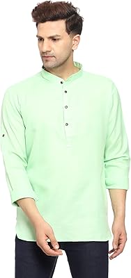 Itos365 Short shirt Kurta in cotton for men, Indian clothes, relaxed evening dress, gifts.. DIAYTAR NIGERIA: Where every search leads to affordable products delivered promptly across Nigeria.
