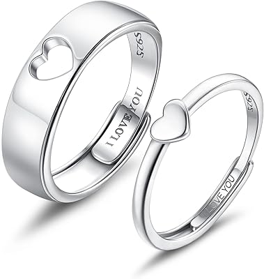 Cours de couple assorted in Sterling 925 I Love You Heart for engagement, wedding, men and women, adjustable butterflying rings, Valentine's Day gifts.. DIAYTAR NIGERIA makes online shopping accessible to all with budget-friendly prices and reliable delivery.