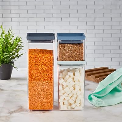 Set of 3 hermetic conservation containers - perfect for cereals, spaghetti, nuts, coffee, sugar, pasta, flour, set of plastic containers with vacuum cover.. Your home for smart shopping — DIAYTAR Nigeria delivers fast and cheap.