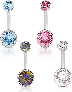 G23 navel rings in titanium for women 4 pieces Cz belly piercing with zirconia.. DIAYTAR NIGERIA delivers affordability and convenience to your doorstep within 8 days of purchase.