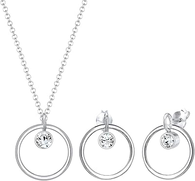 Geo crystal circle jewelry set in Sterling 925 silver silver, crystal, crystal.. DIAYTAR NIGERIA makes quality accessible with low prices and reliable 5-8 day nationwide delivery.