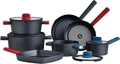 Bergener ion ion Kitchen battery forged aluminum, 11 pieces, induction background, non -stick coating, multicolored, BG35780BK.. DIAYTAR NIGERIA revolutionizes access to quality products with affordable prices and dependable shipping.