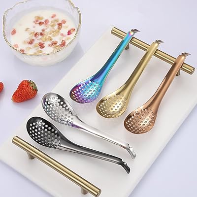 Set of 5 Darky stainless steel ball spoons - Caviar spoon kitchen tools filtering food.. Shop with purpose and save with DIAYTAR NIGERIA's extensive platform and nationwide delivery service.