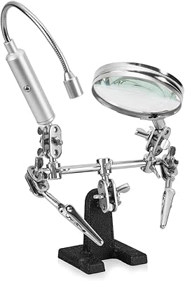 Leting holder with flexible led pocket lamp and crocodile clips - 3x magnifying glass, perfect for welding, making and inspecting fine objects.. DIAYTAR NIGERIA: Bridging the gap between consumers and quality products with affordable nationwide shipping.