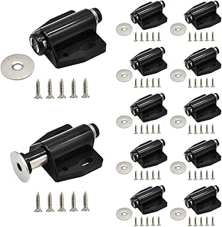 Package of 12 cabinet door locks with magnetic tactile mechanism for door and cupboards for cupboard (black).. Shop confidently on DIAYTAR Nigeria — everything you need, delivered quickly.