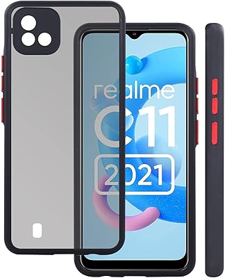 Dark gray rear shell for realme C11 2021 (Antichoc | Polycarbonate | Transparent back | Flexible silicone rear shell (black).. DIAYTAR NIGERIA: Where value shopping meets reliable 5-8 day delivery across the nation.