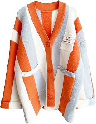 Winter sweater knitted with long sleeves with multicolored stripes for women, bohemian style, thick rainbow sweater.. DIAYTAR NIGERIA: Your trusted partner for affordable online shopping with reliable delivery timeframes.
