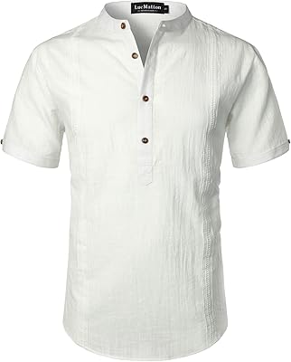 Henley relaxed cotton and short -sleeved henley shirt and light striped collar for men.. DIAYTAR NIGERIA: Where shopping dreams become reality with budget-friendly prices and prompt delivery.