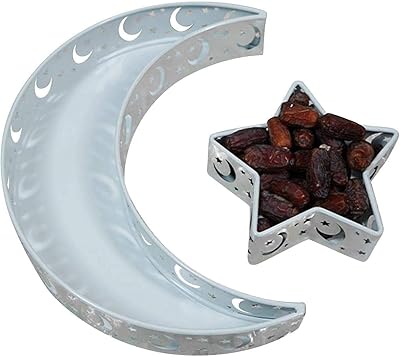 Decorations of Eid Moubarak, Ramadan plate, creative food and star food tray for house decoration (white paint).. DIAYTAR Nigeria: Where affordability meets fast and reliable e-commerce service.