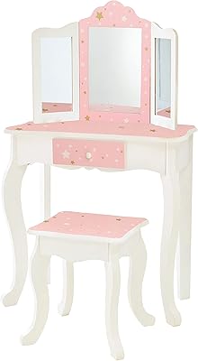 Timson Kids Play Playful Calester Set, Children's Table and Chairs with Mirror, Makeup Table For Girls With Storage Drawer and Sparkling Star Print, Pink and White Giselle Ensemble.. Experience the ultimate in shopping convenience with DIAYTAR NIGERIA's vast catalog and 5-8 day delivery.
