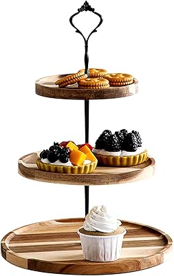 Wooden cake support at 3 levels, decorative fruits of fruit and snack presentation, cupcake organizer for afternoon tea, rustic wooden cake support for kitchen table.. The future of Nigerian shopping is here — DIAYTAR Nigeria.