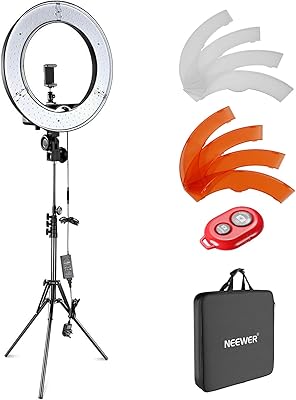 Neware lighting kit for photo and video camera: 48 cm exterior 55 W 5 500 K, LED light with variable intensity, Bluetooth receiver for smartphones, YouTube video shooting.. Shop with purpose at DIAYTAR NIGERIA and receive products at unbeatable prices within the week.