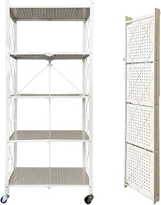 N/b foldable metal storage shelves with 5 layers - white.. DIAYTAR NIGERIA combines affordability with convenience, delivering your purchases within 5-8 days.