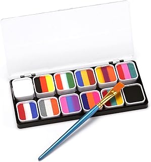 Professional paint kit for the face and rainbow body, 12 colors, makeup palette activated with water with brush, without danger, non-toxic, hypoallergenic for a costume party.. DIAYTAR NIGERIA: Where shopping dreams come true with budget-friendly prices and nationwide shipping.