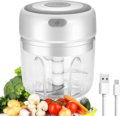 Mini rechargeable electric chopper, 100 ml portable vegetable mixer, kitchen food processor, vegetables and garlic (100 ml) (white).. DIAYTAR NIGERIA combines affordability with convenience, delivering your purchases within 5-8 days.