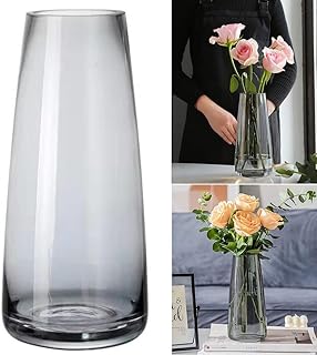 Transparent glass vase with modern iridescent design ns for decoration of the house and the office (crystal gray).. Every order, every item — DIAYTAR Nigeria delivers fast and reliably.