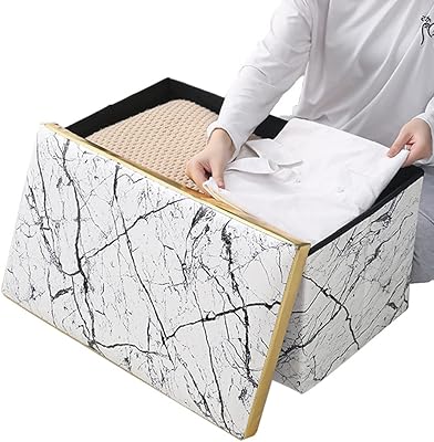 Pouf and foldable footrest Newstyle, capacity 110 L, for living room, bedroom, dark gray (76 x 38 x 38 cm, white pink stone).. Your shopping dreams realized through DIAYTAR NIGERIA's affordable platform with reliable delivery times.
