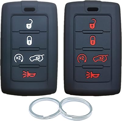 Ronzui Silicone Intelligent Key Coque Compatible with Jeep Grand Cherokee L Grand Cherokee L Grand Wagoneer Model 2023 2022 2021 M3NWXFOB1 5 Buttons (Black with Red and Black).. No hassle, just shopping — DIAYTAR Nigeria delivers in under 8 days.