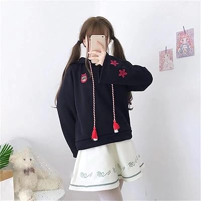 ZZPLE KAWAII Japanese hoodie cute japanese renard hooded and sweater (color: black, size: xx-laz).. DIAYTAR NIGERIA combines the largest product selection with affordable prices and reliable delivery.