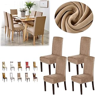 AM AM Dining room chair in Extensible velvet for dining room, set of 4/6 Parson chair covers, Parson chair covers, dining chair covers, soft and thick velvet fabric washable (sand, 4 rooms).. Shop the future with DIAYTAR NIGERIA - thousands of products, unbeatable prices, delivery within a week.
