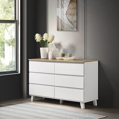 Double home box cabinet, 6 drawers, with feet and without mirror, size 40 x 74.1 x 120.2 cm, white cultorp color.. DIAYTAR NIGERIA: Where quality products become affordable with our nationwide shipping service.