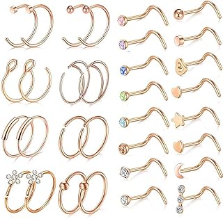 Lylymimi 32 pieces 20g nose of nose steel surgical steel nose nose -shaped nose hoops piercing set of jewelry for women men girls nose rings.. DIAYTAR NIGERIA: Your partner in affordable online shopping with dependable delivery within 8 days.