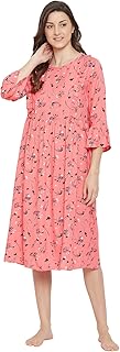 Mid-length nightgown in cotton with floral pattern for women (ns1352r22_pink_s), pink, s.. Love deals? DIAYTAR Nigeria has you covered with low prices and fast delivery.