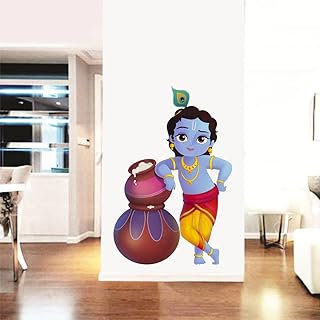 RAWPOCKETS 'Lord Krishna wall sticker and butter pots' (PVC vinyl, 50 cm x 75 cm).. Your trusted marketplace, DIAYTAR NIGERIA offers extensive variety with delivery within 8 days.