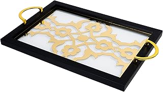 Torex decorative tray with elegant geometric pattern and golden Handbooks Living room.. DIAYTAR NIGERIA makes every shopping desire a reality with affordable prices and delivery in 5-8 days.
