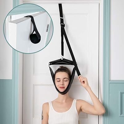 Traction device at home, portable to relieve neck pain, upper traction extension for home physiotherapy for arthritis, discal bulge and decompression of the vertebral column, black.. Shop without boundaries at DIAYTAR NIGERIA, offering extensive variety at prices you'll appreciate.