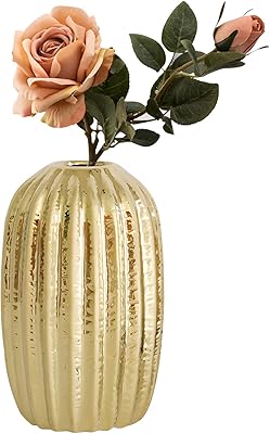 Golden vase with narrow mouth fao dou vase in ceramic of de END.. DIAYTAR NIGERIA brings the marketplace to every Nigerian home with affordable prices and quick delivery.